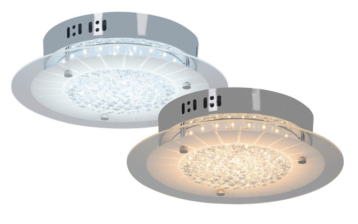 Led-deckenleuchte Chur Ø 28 Cm Rund M. Farbtemperaturwechsler - Chromfarben, Design, Glas/Kunststoff (28/7cm) - Näve