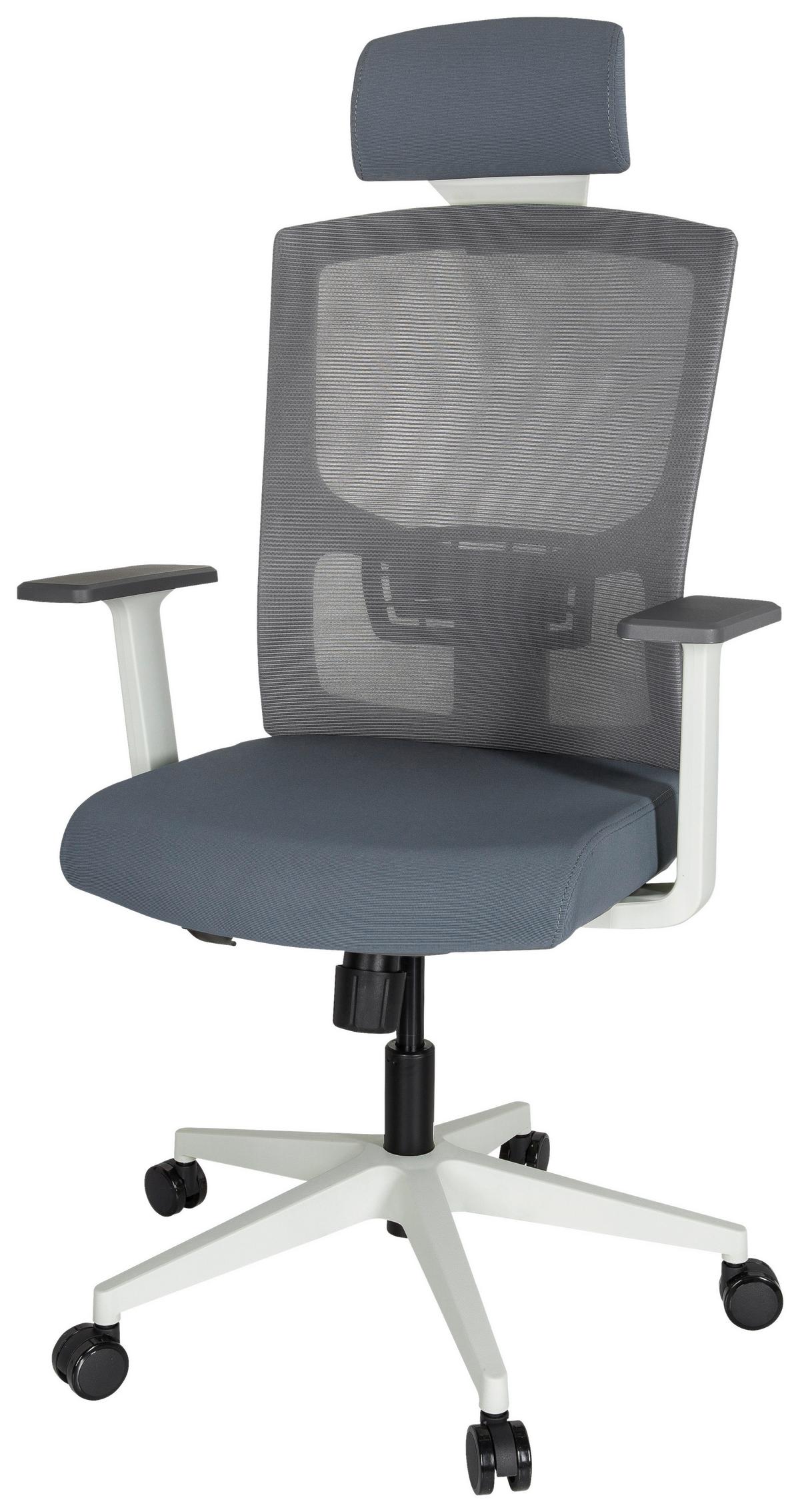 Drehstuhl Captivo Base W Armstützen Grau/Weiß Bis 120kg - Weiß/Grau, MODERN, Kunststoff/Textil (70/135/58cm) - MID.YOU