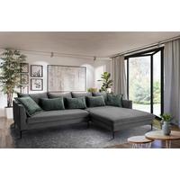 Ecksofa Piazza Dunkelgrau S: 321x187cm - Dunkelgrau/Schwarz, Design, Textil (321/187cm) - Livetastic