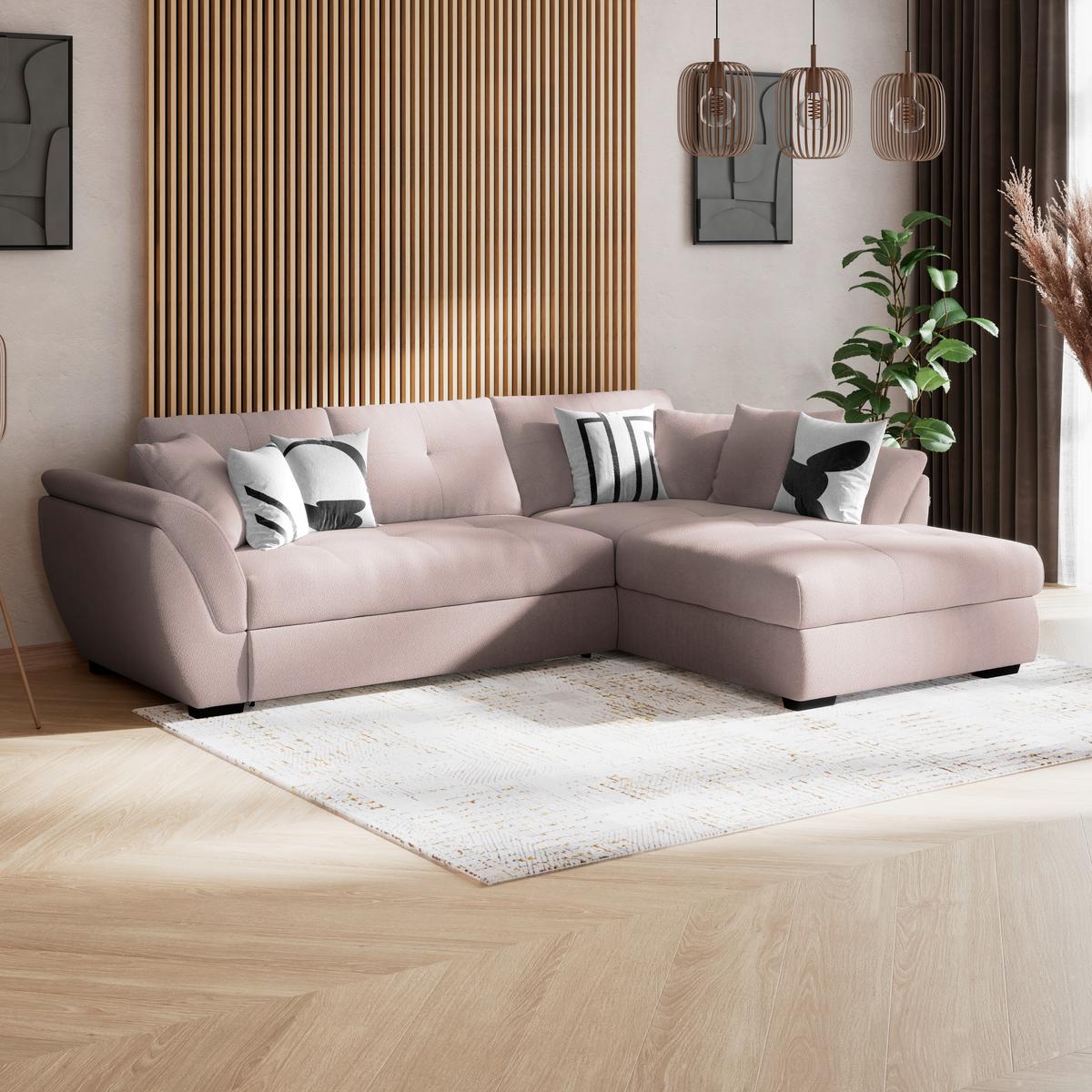 Rohová sedačka BERISSO, pravá, šedobéžová tk. VINCI - černá/šedobéžová, Konvenční, textil (278/187cm) - Ondega