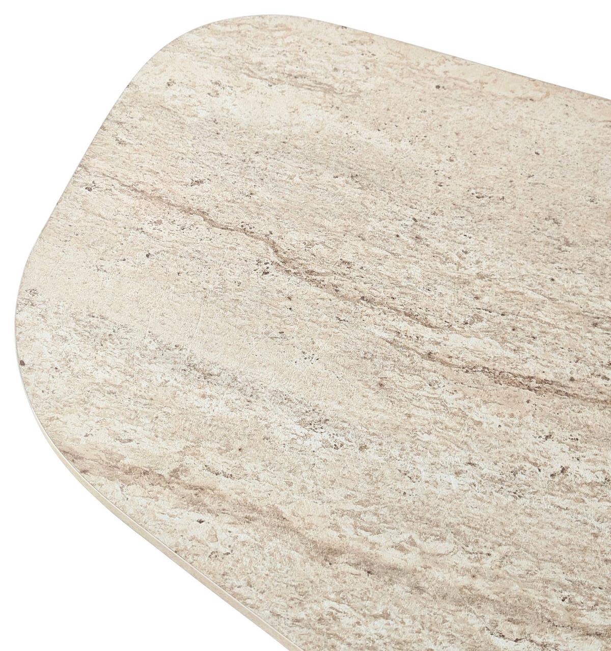 COUCHTISCH Travertin/Walnuss B: 100cm - Beige/Walnussfarben, MODERN, Holzwerkstoff (100/35/60cm)