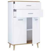 Highboard Lindas Weiß B: 60 Cm - Honigeiche/Eichefarben, MODERN, Holzwerkstoff (60/97/28cm) - MID.YOU
