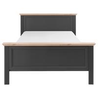 Bett Landhaus-stil 140x200 Jasmin Ii Graphitfarben/eiche - Graphitfarben/Schwarz, LIFESTYLE, Holzwerkstoff (140/200cm)