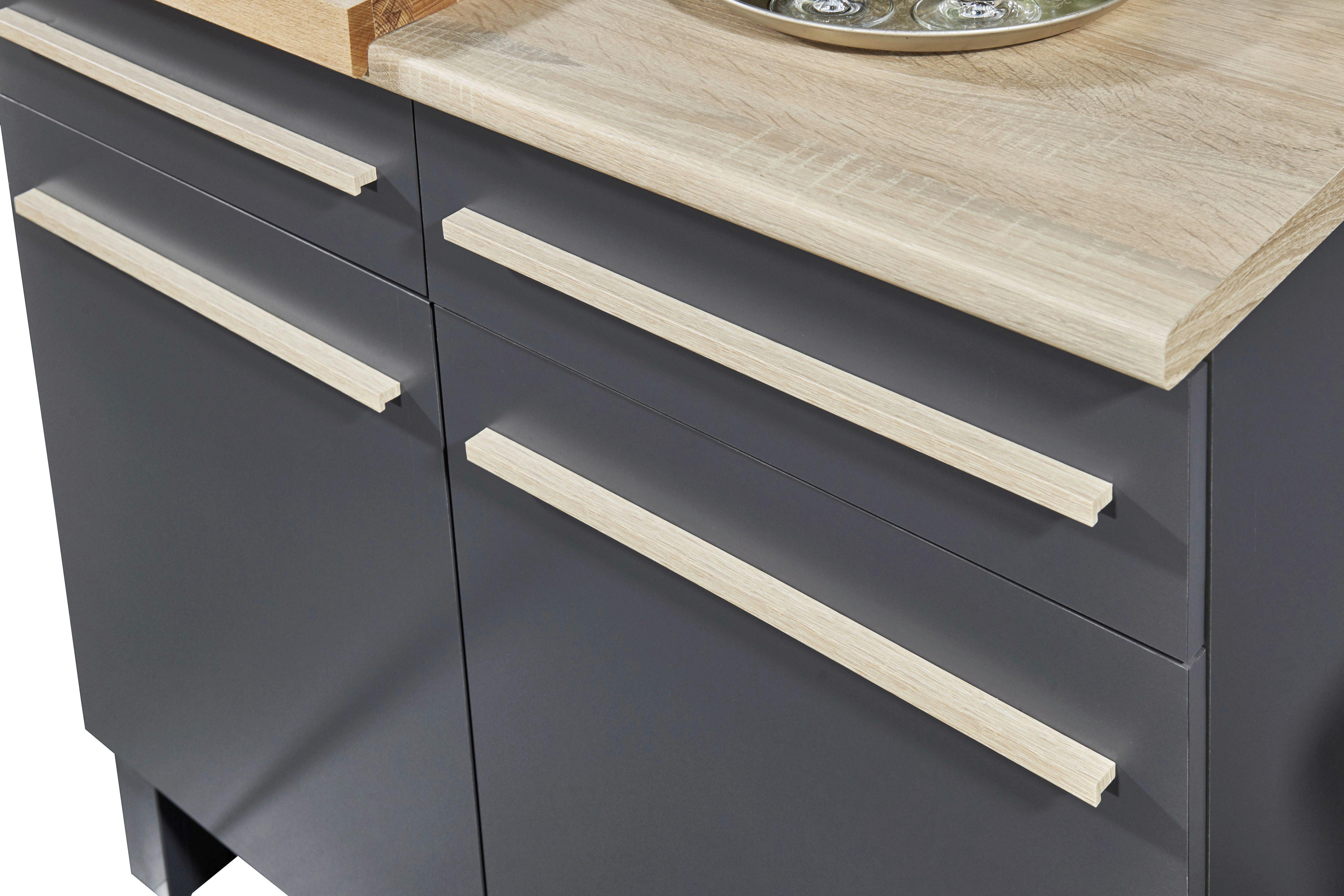 Küchenunterschrank Bilberry 90 Cm Anthrazit/eiche Dekor - Anthrazit/Sonoma Eiche, Design, Holzwerkstoff (100/90/60cm) - Carryhome