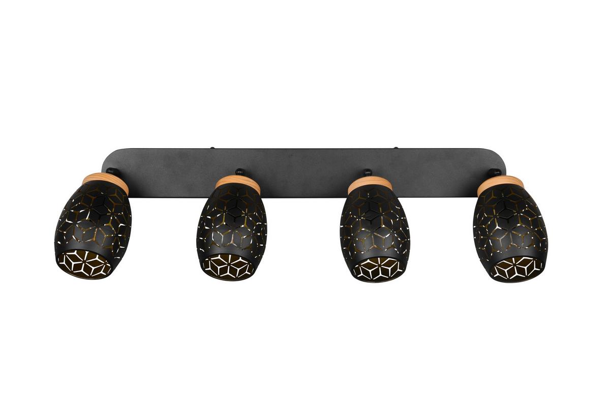 Deckenstrahler Bidar L: 74 Cm Naturfarben Schwarz Goldfarben - Goldfarben/Schwarz, Trend, Holz/Metall (74/27/12cm)