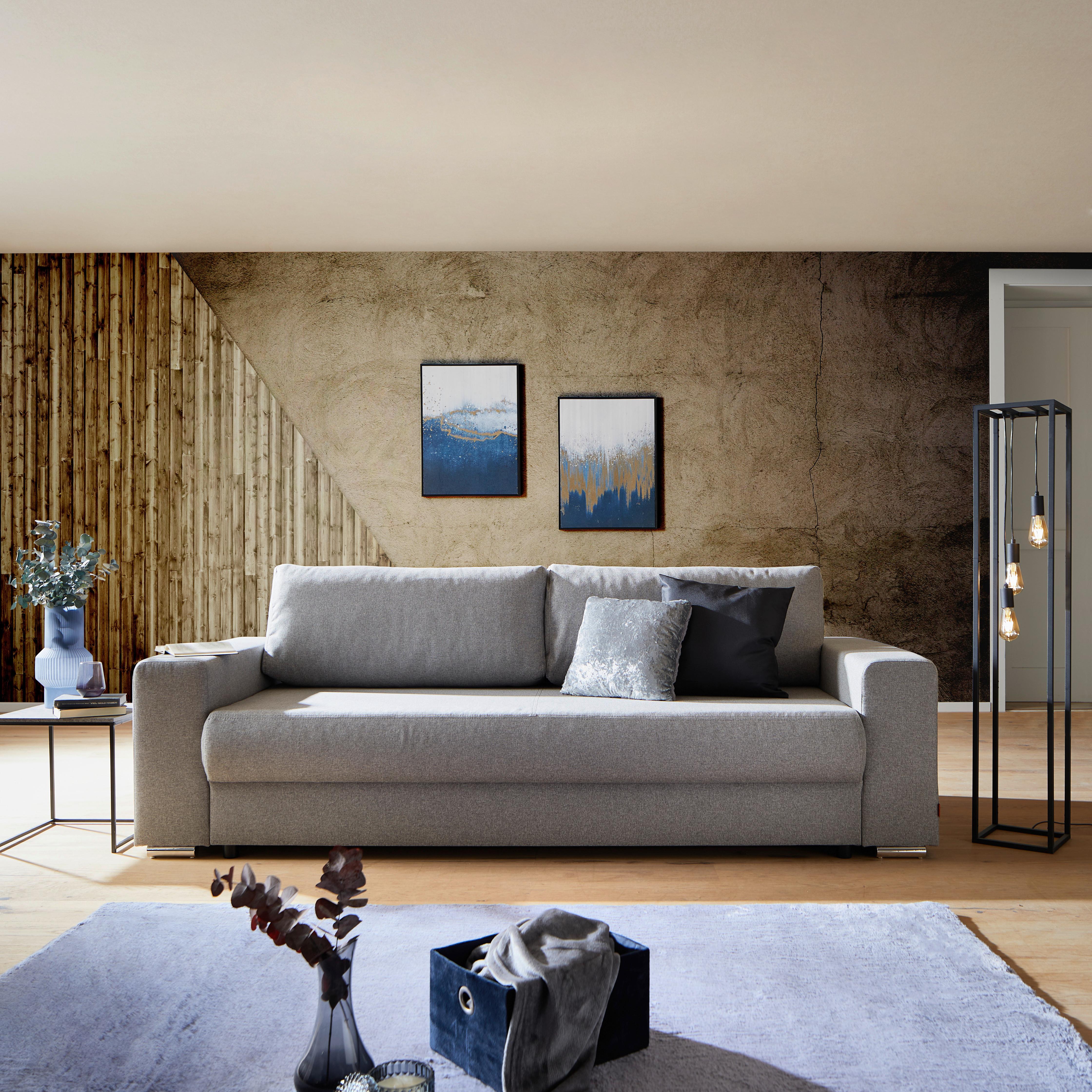Kanapéágy Garcia - világosszürke, Modern, textil (250/84/105cm) - Ondega