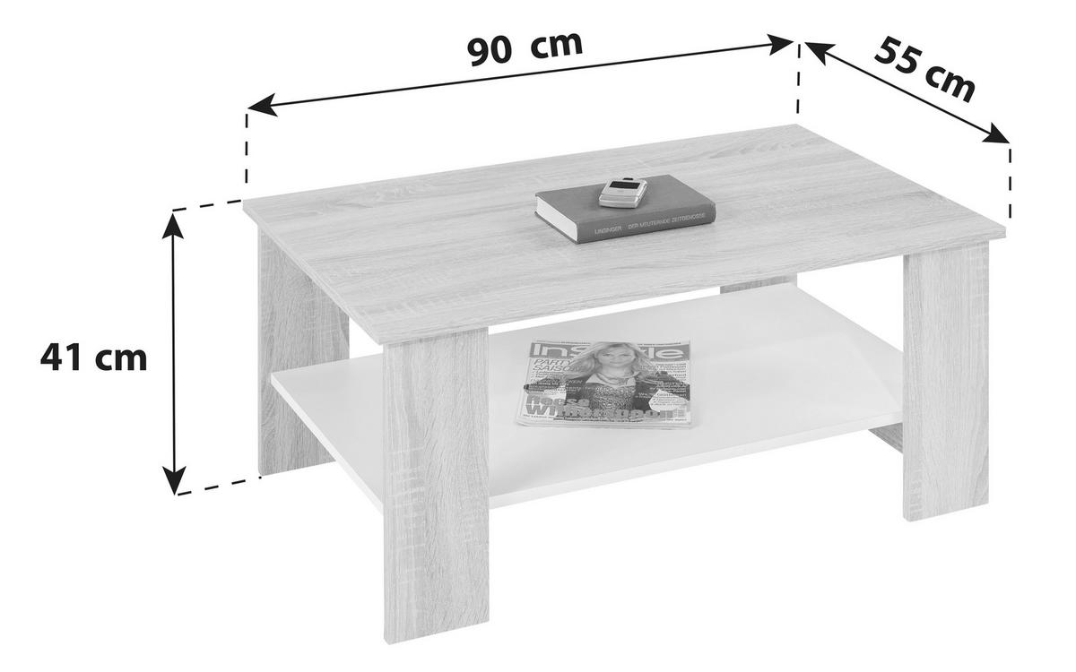 Dohányzóasztal Paolo *TOP ÁR* - világosszürke/fehér, Konventionell, faalapú anyag/fa (90/41/55cm) - Best Price