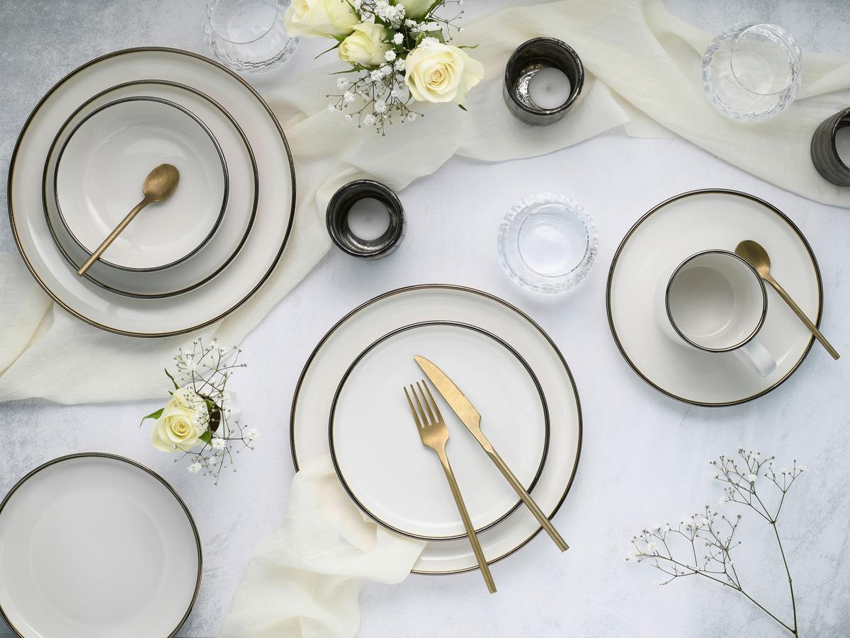 KOMBINOVANÁ SOUPRAVA NORDIC FESTIVE CREME - krémová/barvy zlata, Basics, keramika - Creatable