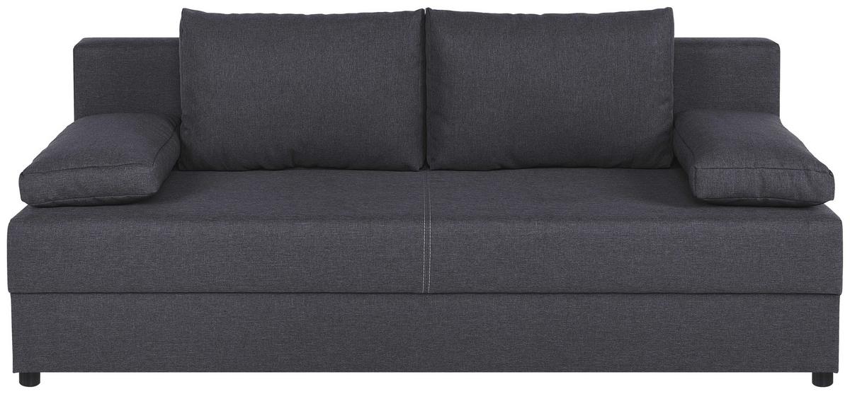 2-Sitzer-Sofa Mega Mit Schlaffunktion & Bettkasten - Dunkelgrau/Schwarz, Design, Holzwerkstoff/Textil (190/80/75cm) - P & B