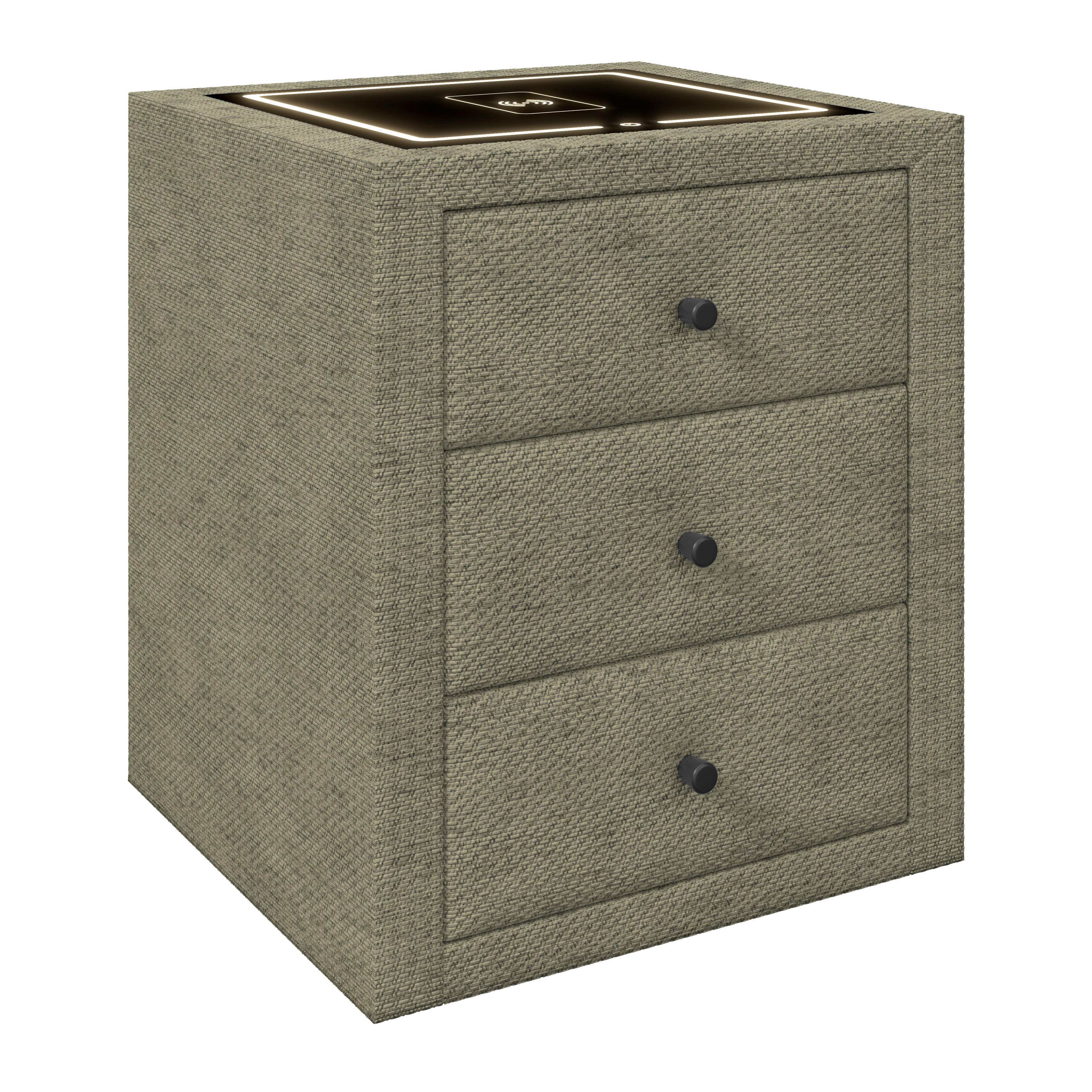 Nachtkästchen Brisbane II mit Induktionsladezone B: 49,5cm - Grün, Trend, Glas/Holzwerkstoff (49,5/56,5/46cm) - Sembella