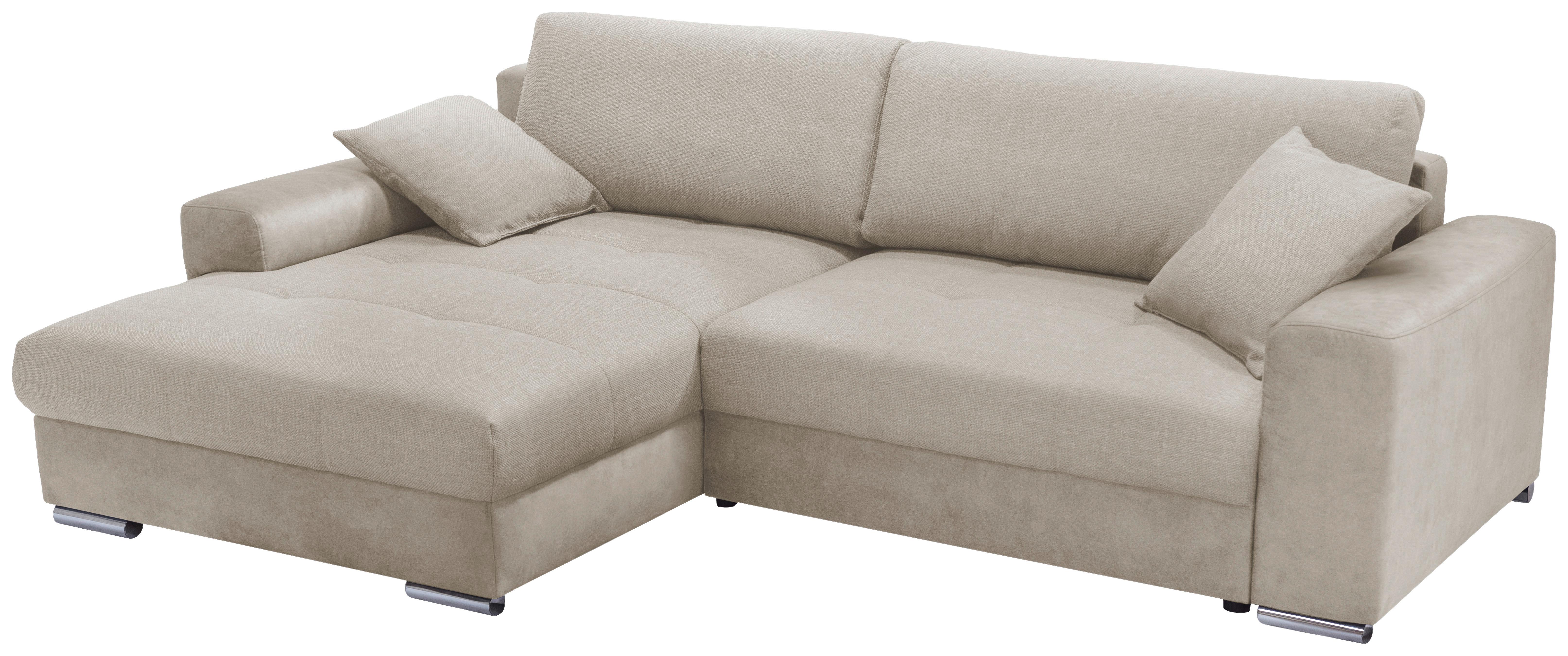 Ecksofa Larnaca, Beige Schenkel: 177x269 cm - Chromfarben/Beige, Design, Textil (177/269cm) - Livetastic