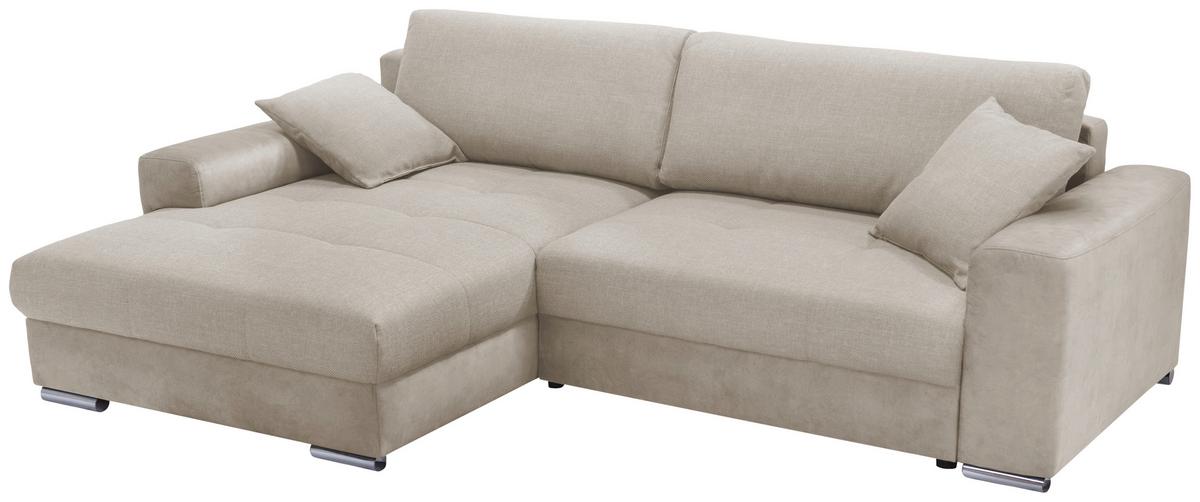 Ecksofa Larnaca, Beige Schenkel: 177x269 Cm - Chromfarben/Beige, Design, Textil (177/269cm) - Livetastic