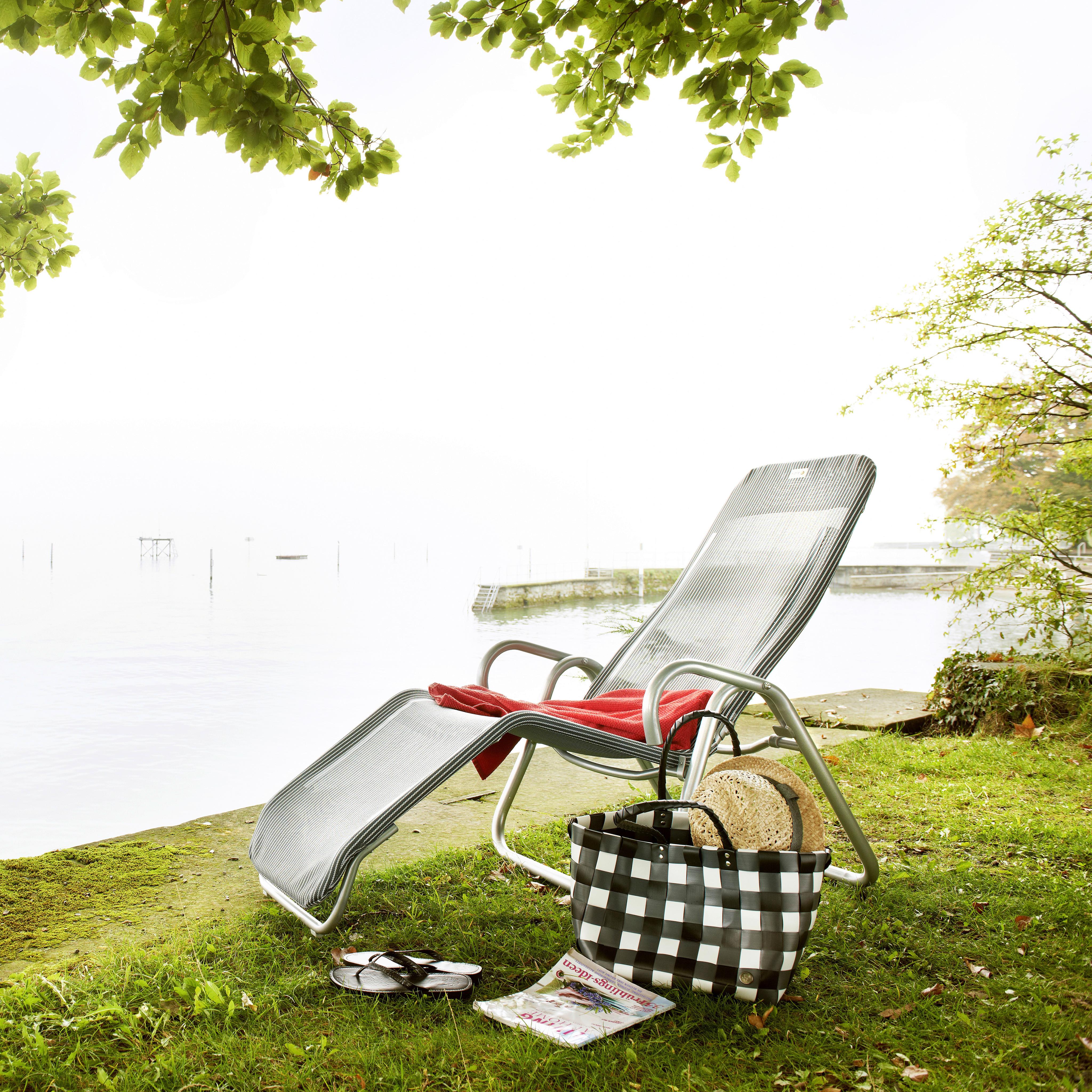 Sonnenliege Calypso Aus Metall/Textil, klappbar - Grau, MODERN, Textil/Metall (52/39/137cm) - Acamp