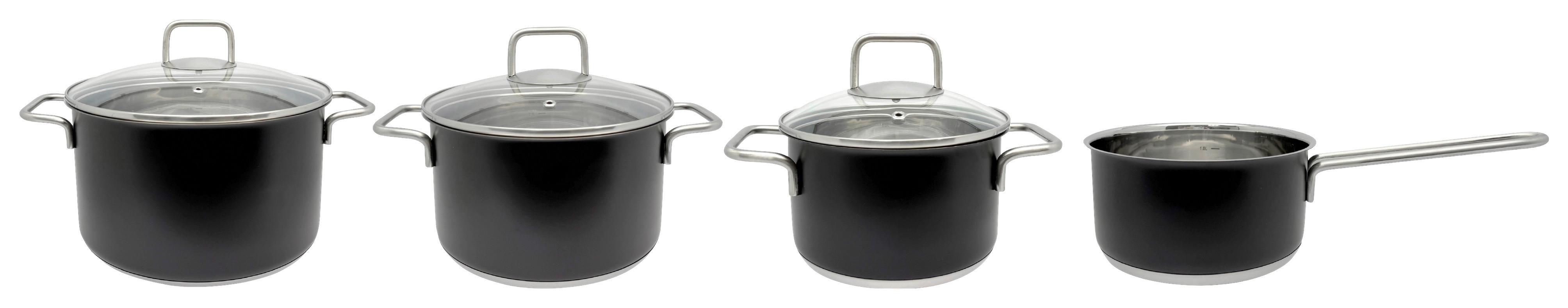 Kochtopfset Elvis - Edelstahlfarben/Transparent, Basics, Glas/Metall - James Wood