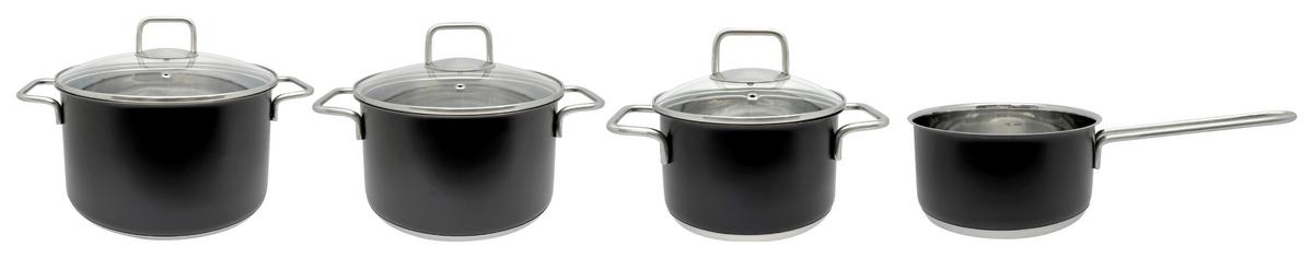 Kochtopfset Elvis - Edelstahlfarben/Transparent, Basics, Glas/Metall - James Wood