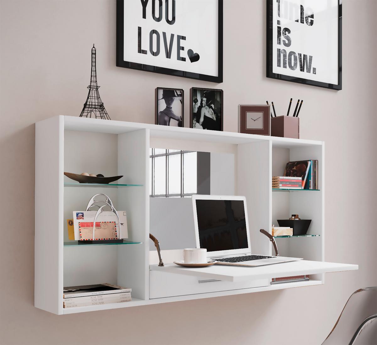 Schreibtisch Teala Weiß B: 19,7 cm - Weiß, MODERN, Holzwerkstoff (115/19,7/60cm) - MID.YOU