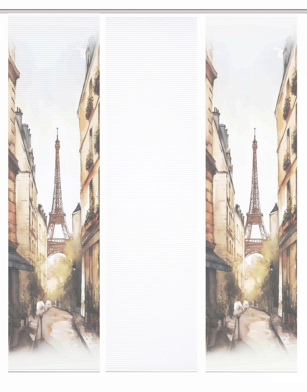 Flächenvorhang Francq 3er Set - Naturfarben/Weiß, LIFESTYLE, Textil (60/245cm)