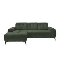 Ecksofa mit USB Anschluss Sano, Dunkelgrün,s: 180x258 cm - Dunkelgrün/Schwarz, MODERN, Textil (180/258cm) - Livetastic