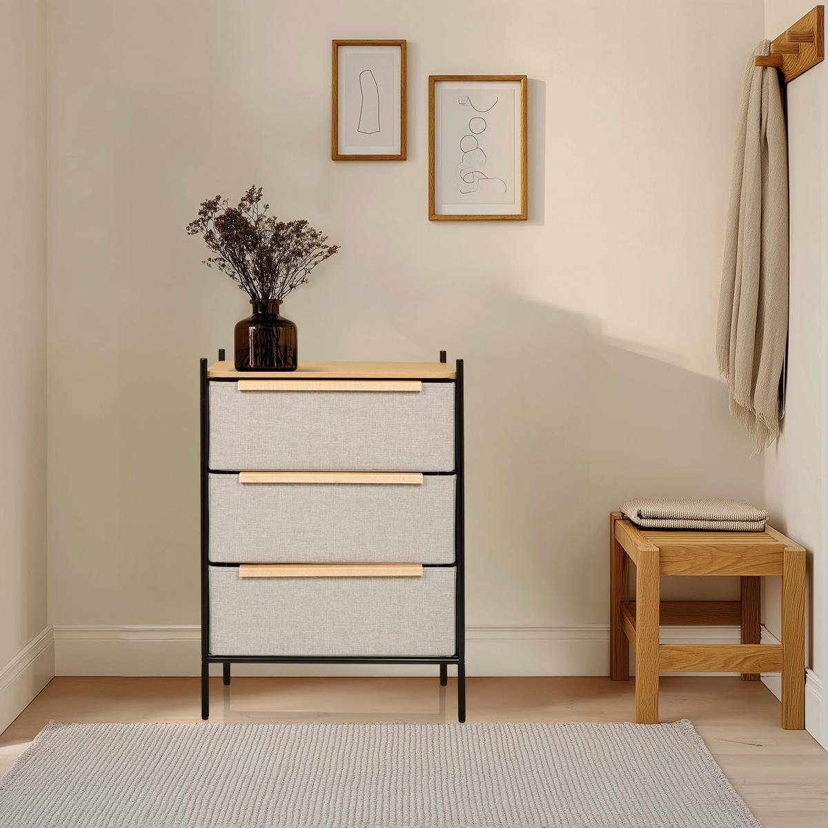 Kommode Stuvar Taupe B: 58 Cm - Taupe/Hellbraun, MODERN, Holzwerkstoff/Textil (58/79/39cm) - MID.YOU