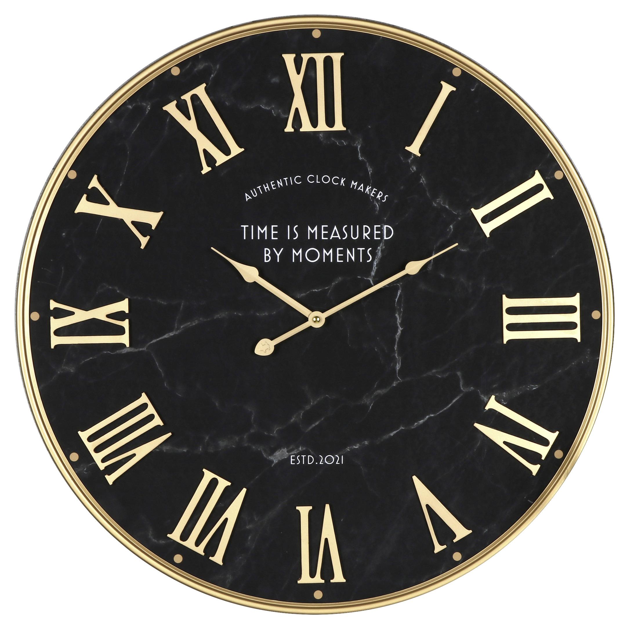 Nástenné Hodiny Marble, Ø: 60cm - čierna/biela, Moderný, kov (60cm) - Modern Living