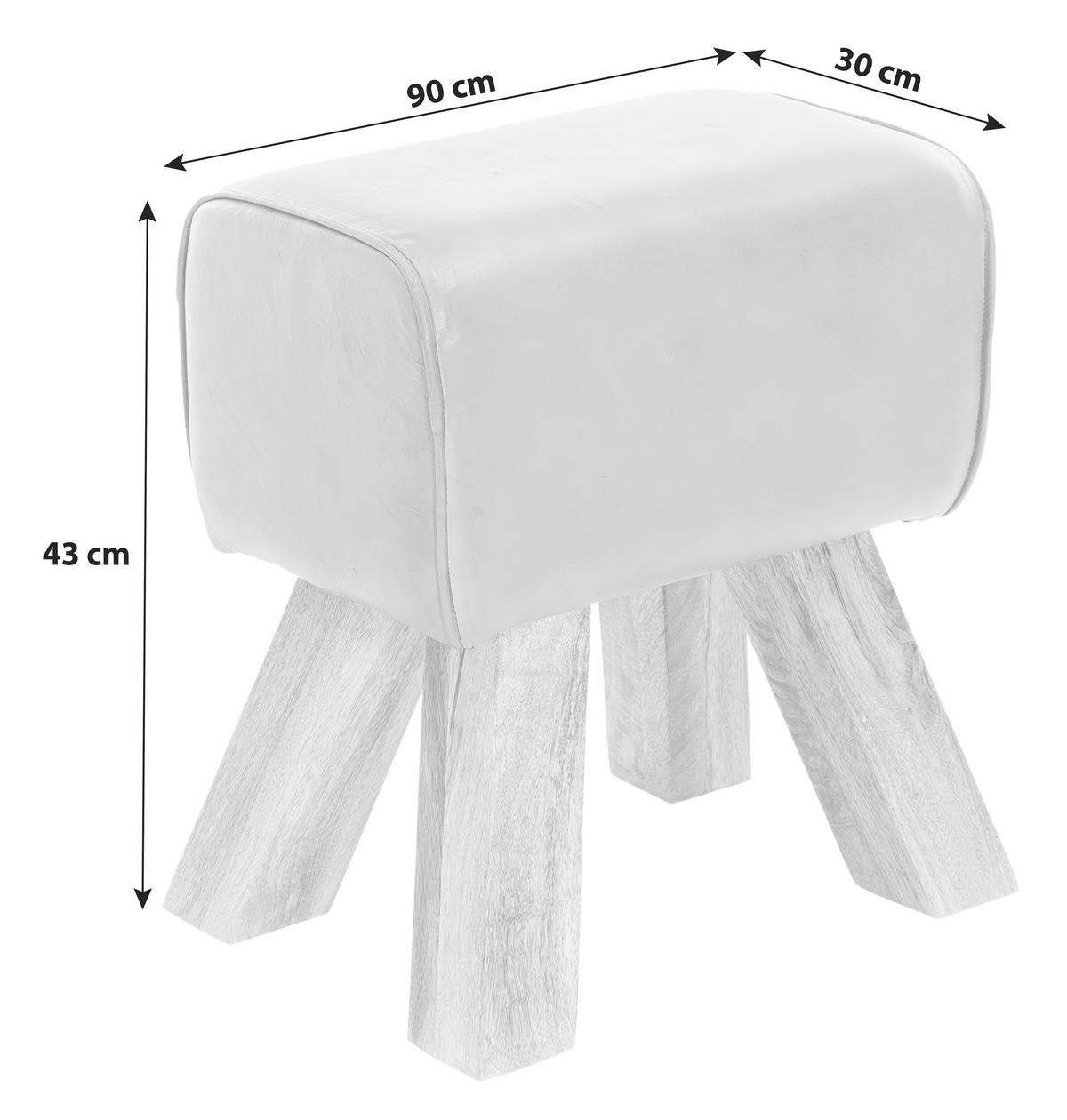 Taburet Hocker pravá kůže - hnědá, Natur, dřevo/kůže (40/47/30cm) - MID.YOU