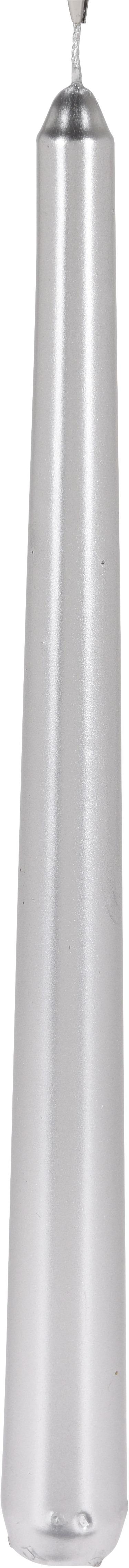 Stabkerze Romej Silberfarben DxH: 2,1x25 cm - Silberfarben, Basics (2,1/2,1/25cm)