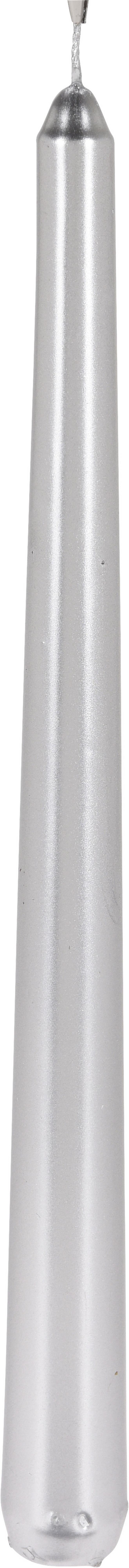 Stabkerze Romej Silberfarben Dxh: 2,1x25 Cm - Silberfarben, Basics (2,1/2,1/25cm)