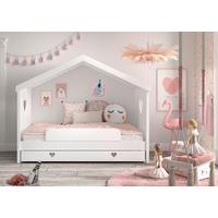 Hausbett Amori 90x200cm Kiefer Weiß, Lade+Rollrost+Sicherung - Weiß, Natur, Holz (90/200cm) - Vipack