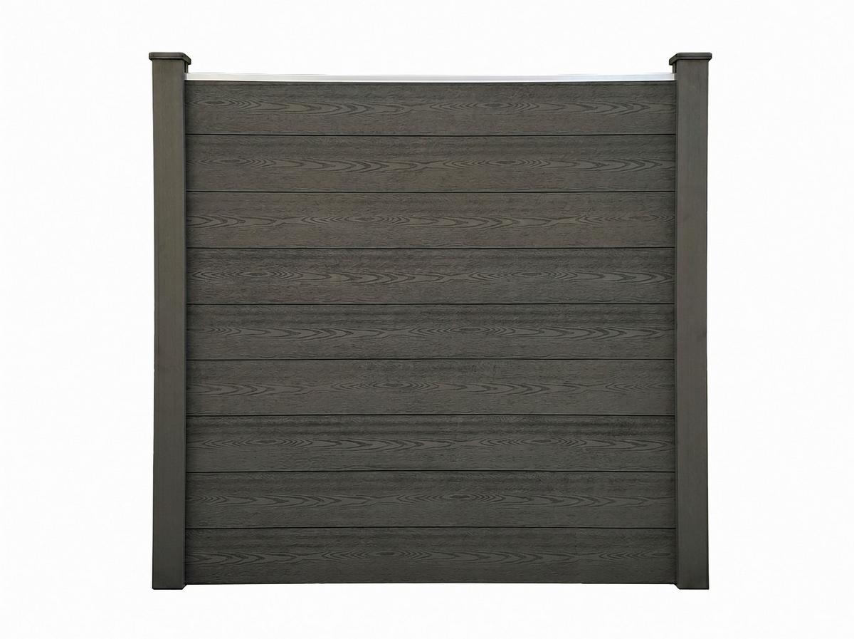 WPC Zaunpaket 5 Elemente, 6 Pfosten, einfaches Stecksystem - Anthrazit, KONVENTIONELL, Holzwerkstoff (910/185/10cm) - Prestige Home