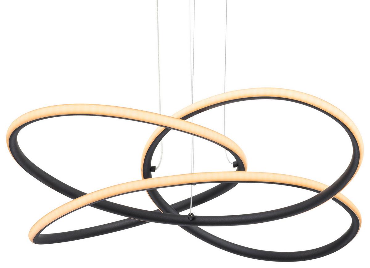Led-hängeleuchte Panda H: 120 Cm 1-Flammig - Opal/Schwarz, Basics, Kunststoff/Metall (75/120cm) - Globo