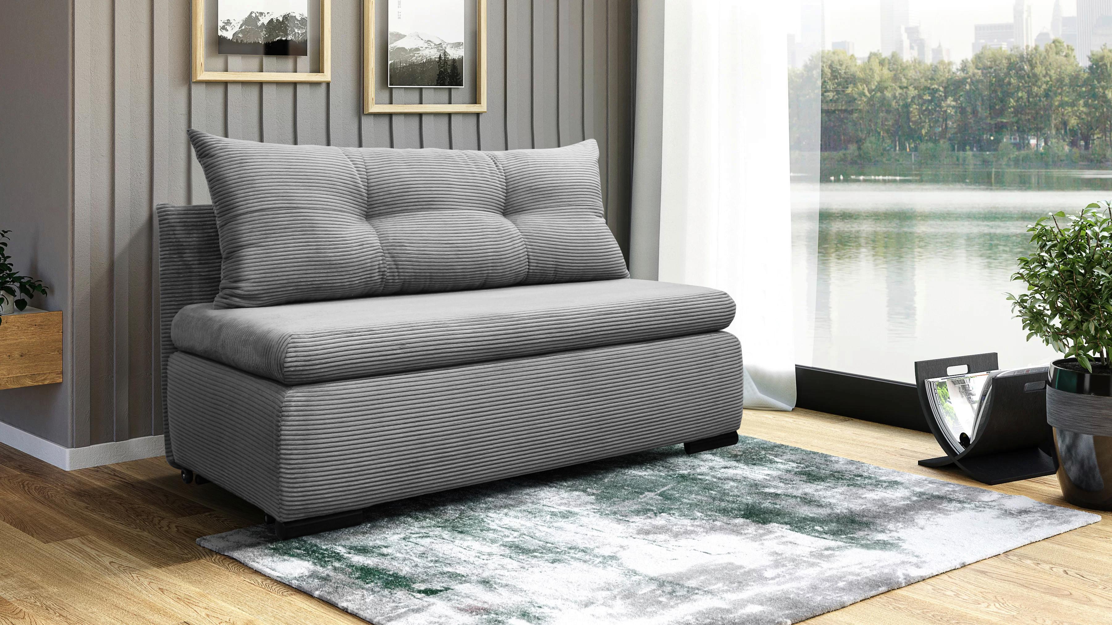 Schlafsofa Mit Bettkasten Yellow B: 154 Cm Cord Hellgrau - Hellgrau/Schwarz, Design, Textil (154/93/85cm) - MID.YOU
