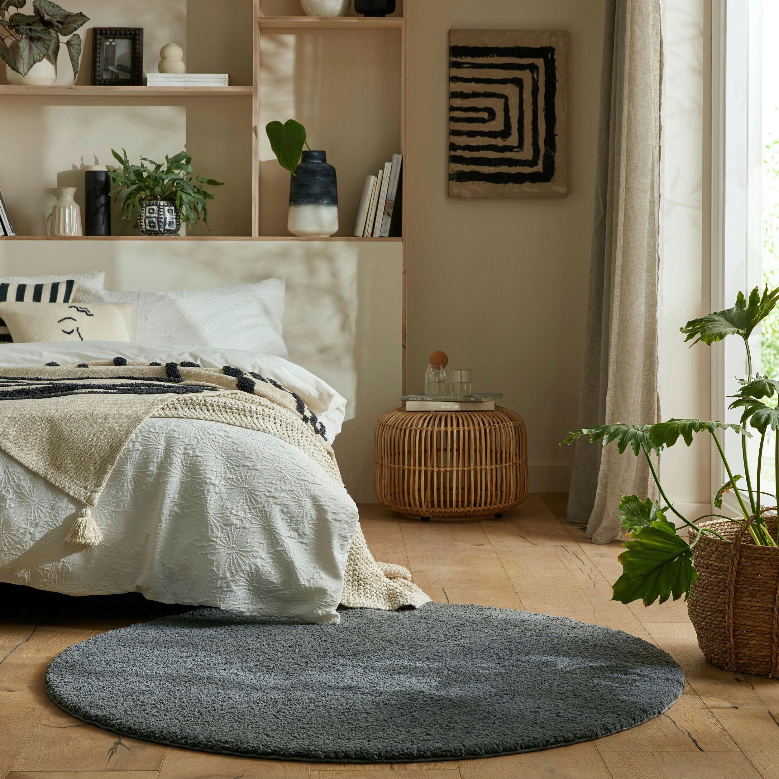 Shaggy Waschbar Grau 133x133 - Grau, Basics, Textil (133cm)