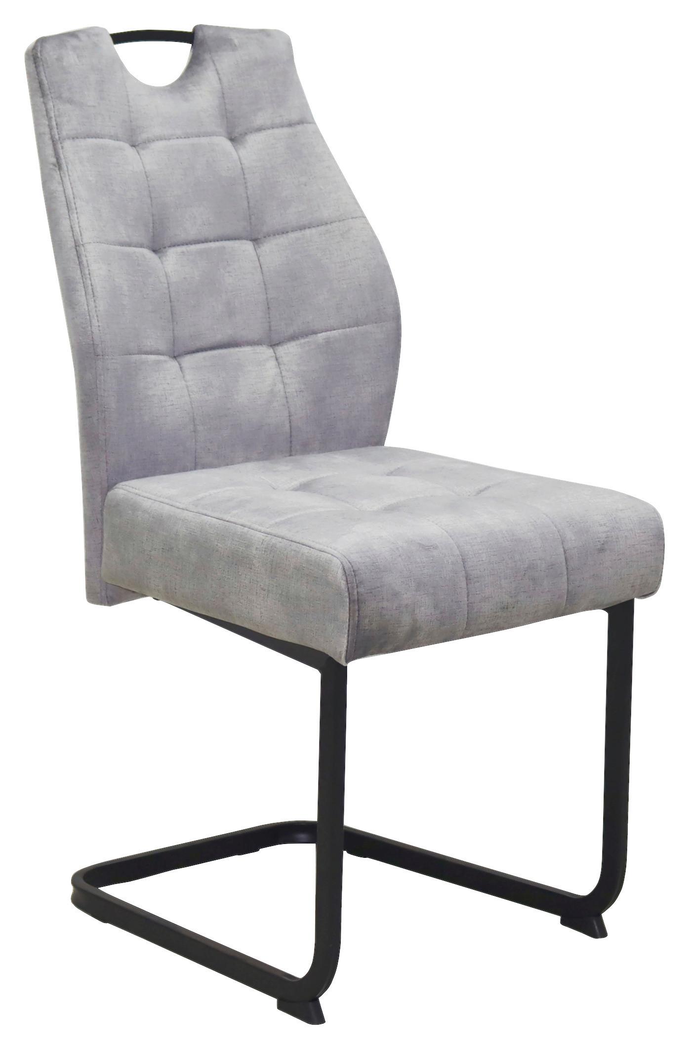 Schwingstuhl Emilia Webstoff Grau, B: 43 Cm - Schwarz/Grau, KONVENTIONELL, Textil/Metall (43/95/61cm)