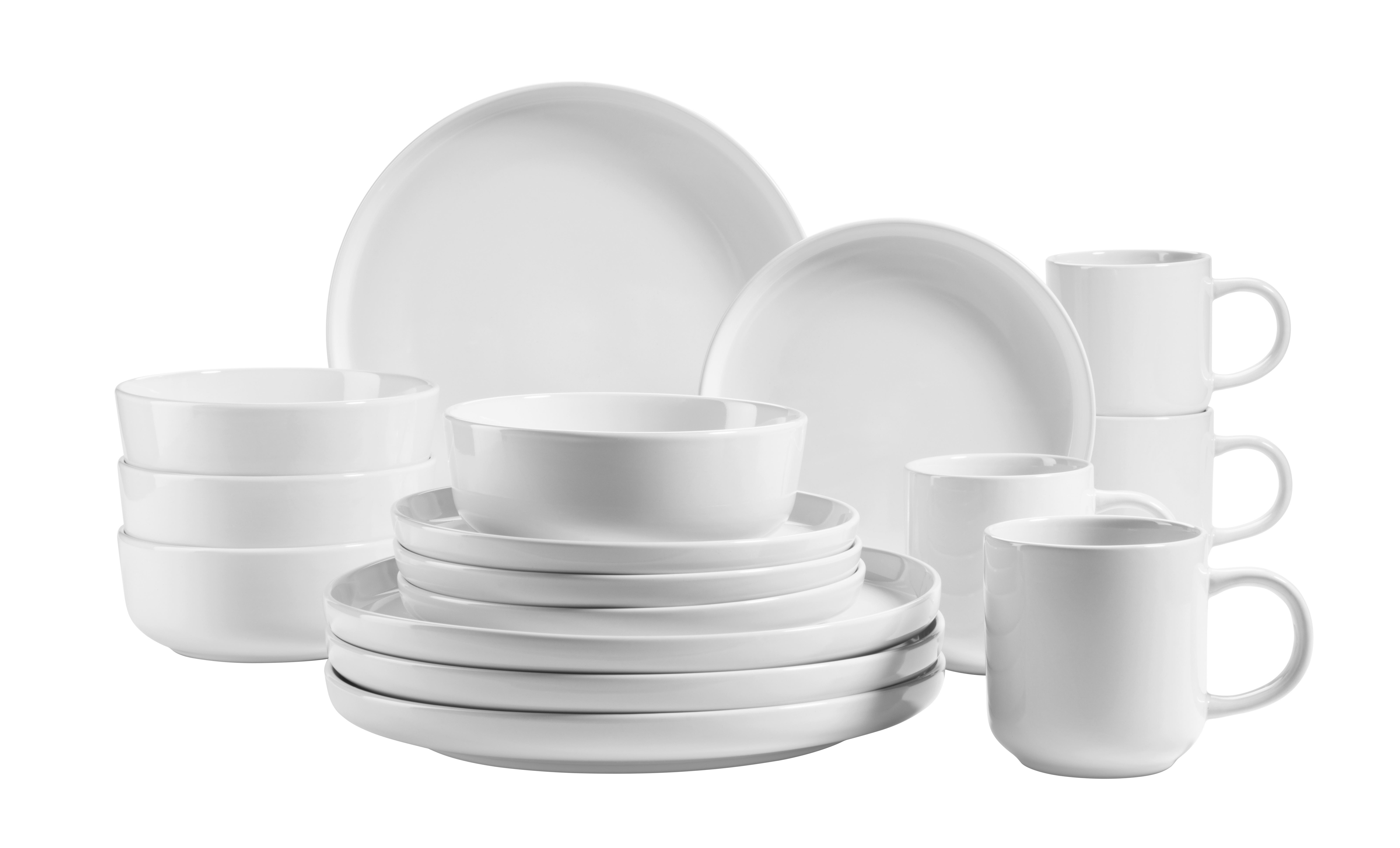 Kombiservice Alenia 4 Personen Geschirr Set - Weiß, Basics, Keramik (32/31,5/30cm) - Mäser