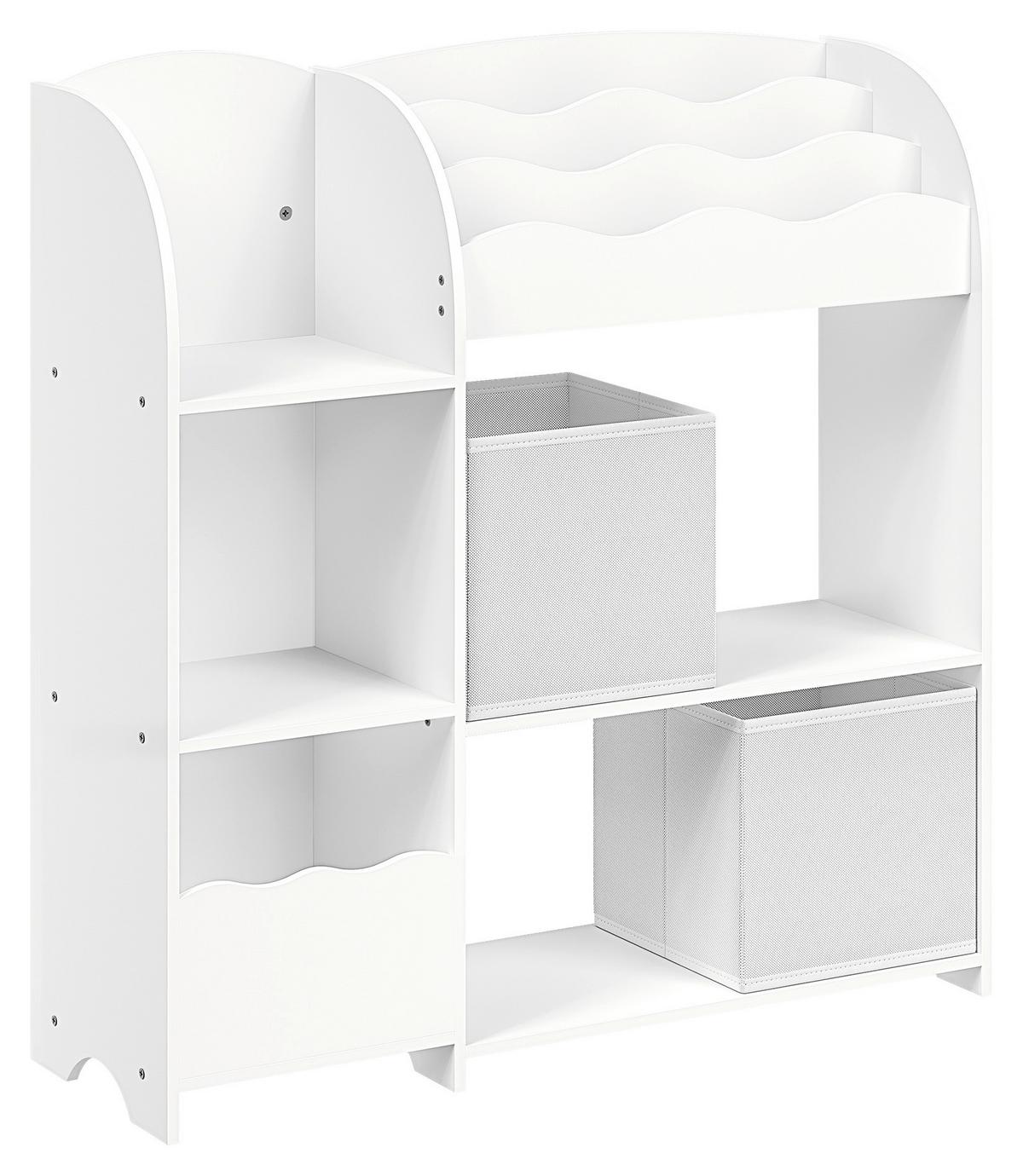 Toy Storage Shelf Weiß B: 62,5 cm - Weiß, MODERN, Holzwerkstoff/Textil (62,5/70,2/29,5cm) - MID.YOU
