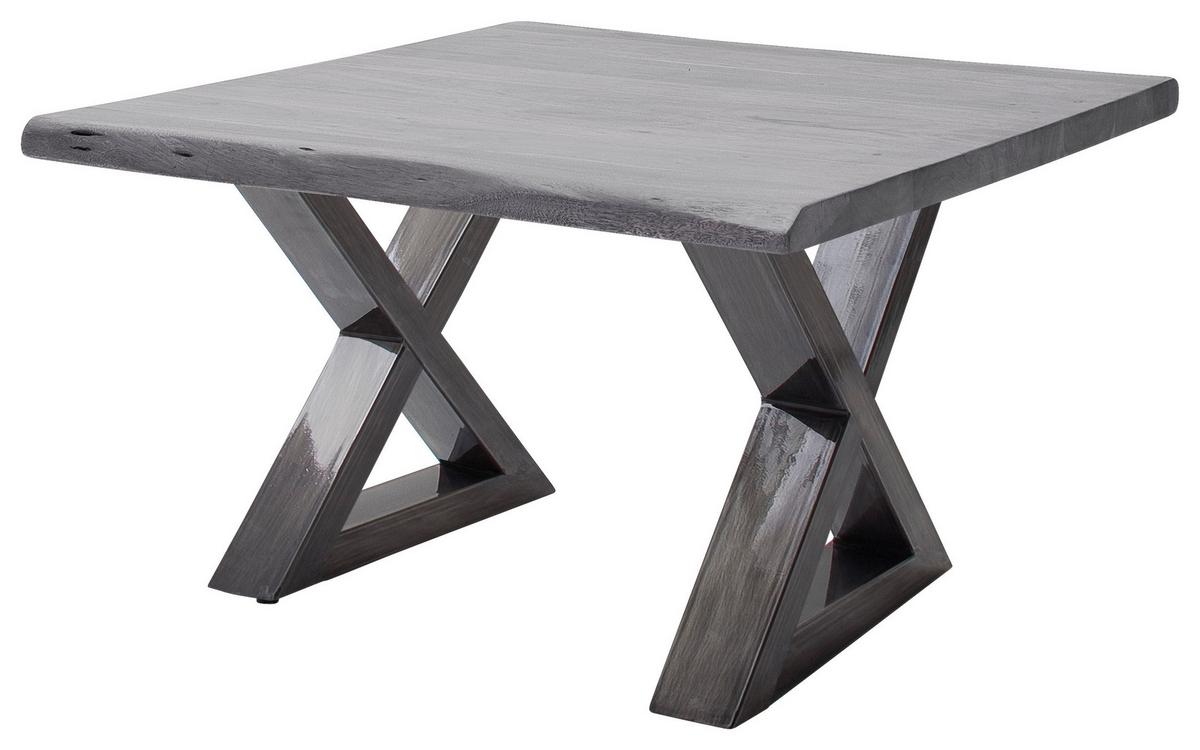 Couchtisch Holz Mit Massiver Tischplatte Cartagena, Akazie - Grau/Nickelfarben, MODERN, Holz/Metall (75/45/75cm)