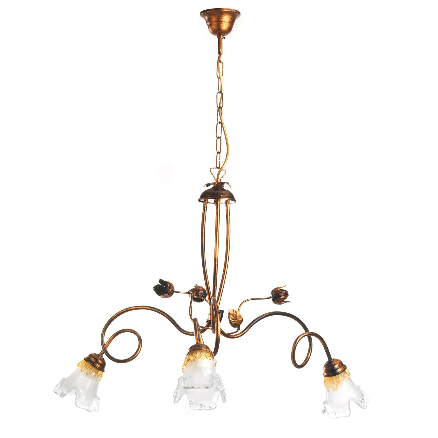 Kronleuchter 4984/3 - Bronzefarben, KONVENTIONELL, Glas/Metall (73/88cm)