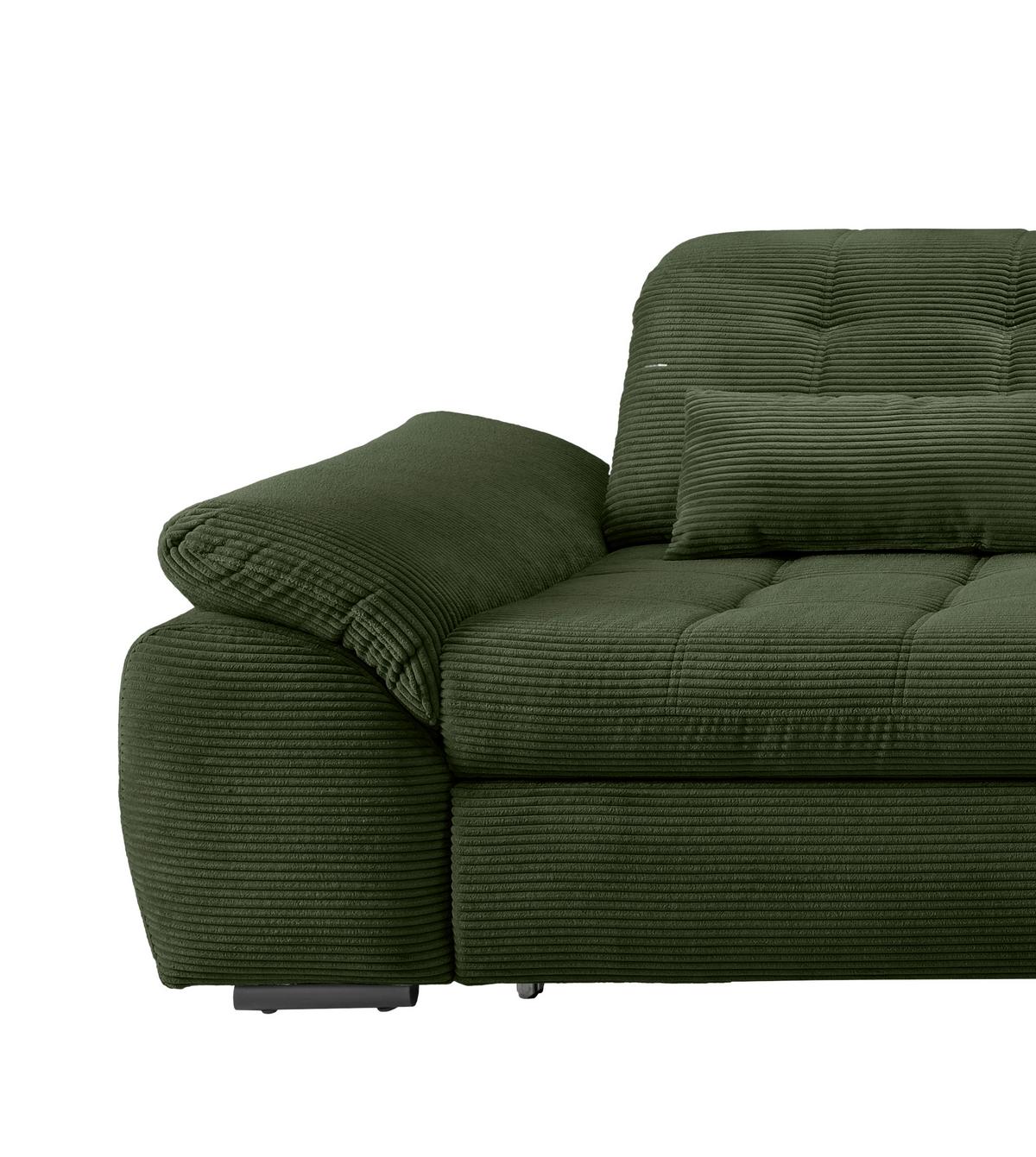 Ecksofa Mit Bettkasten Rigatti Dunkelgrün 314x184cm - Dunkelgrün/Schwarz, MODERN, Textil (314/184cm) - Livetastic