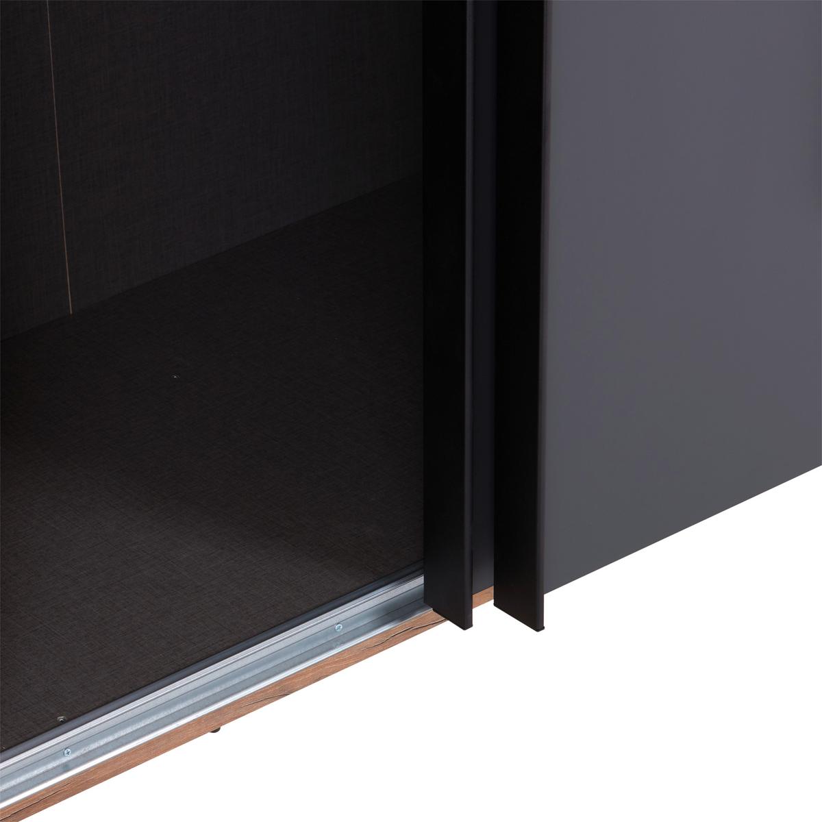 Schwebetürenschrank + LED 270cm , Graphit/Eiche Dekor - Eichefarben/Graphitfarben, KONVENTIONELL, Holzwerkstoff (270/225,5/60cm) - James Wood