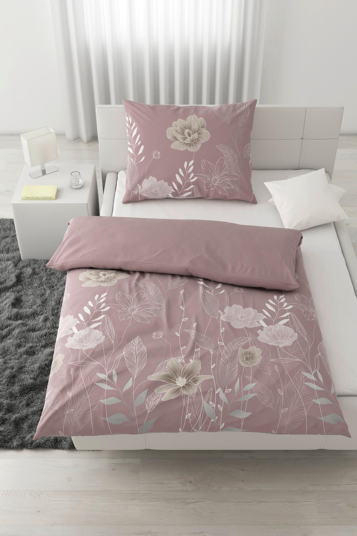 Posteľná bielizeň Nala, 70/90 140/200cm - hnedofialová, Romantik / Landhaus, textil (140/200cm) - Mömax