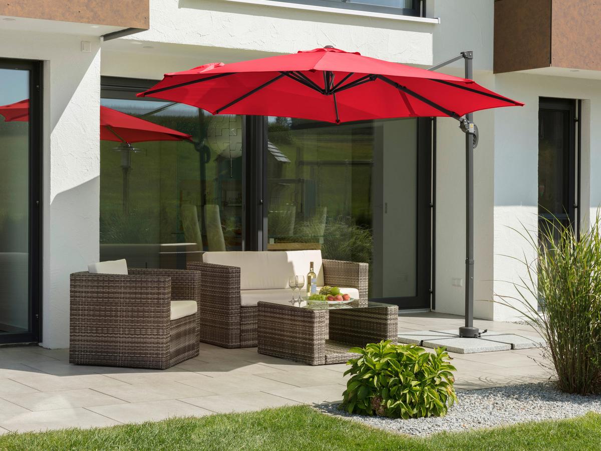 Ampelschirm Rhodos Junior BxHxT: 352x244x300 cm Rot - Anthrazit/Rot, Basics, Textil/Metall (352/244/300cm) - Schneider