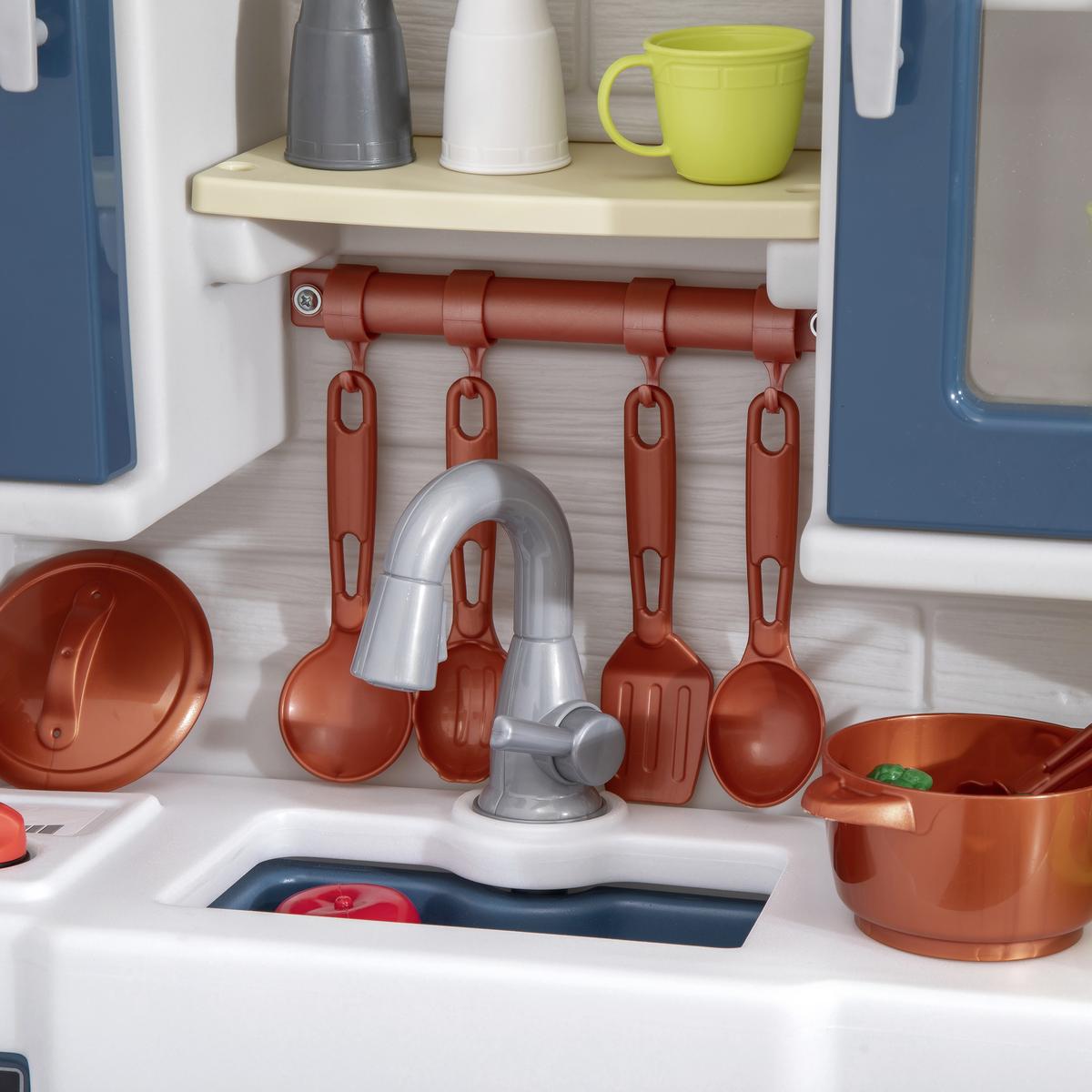 Spielküche Modernes Landhaus Kunststoff Ab 1,5 Jahre, Sound - Blau/Weiß, Basics, Kunststoff (76,2/121,9/27,9cm) - Ambia Garden