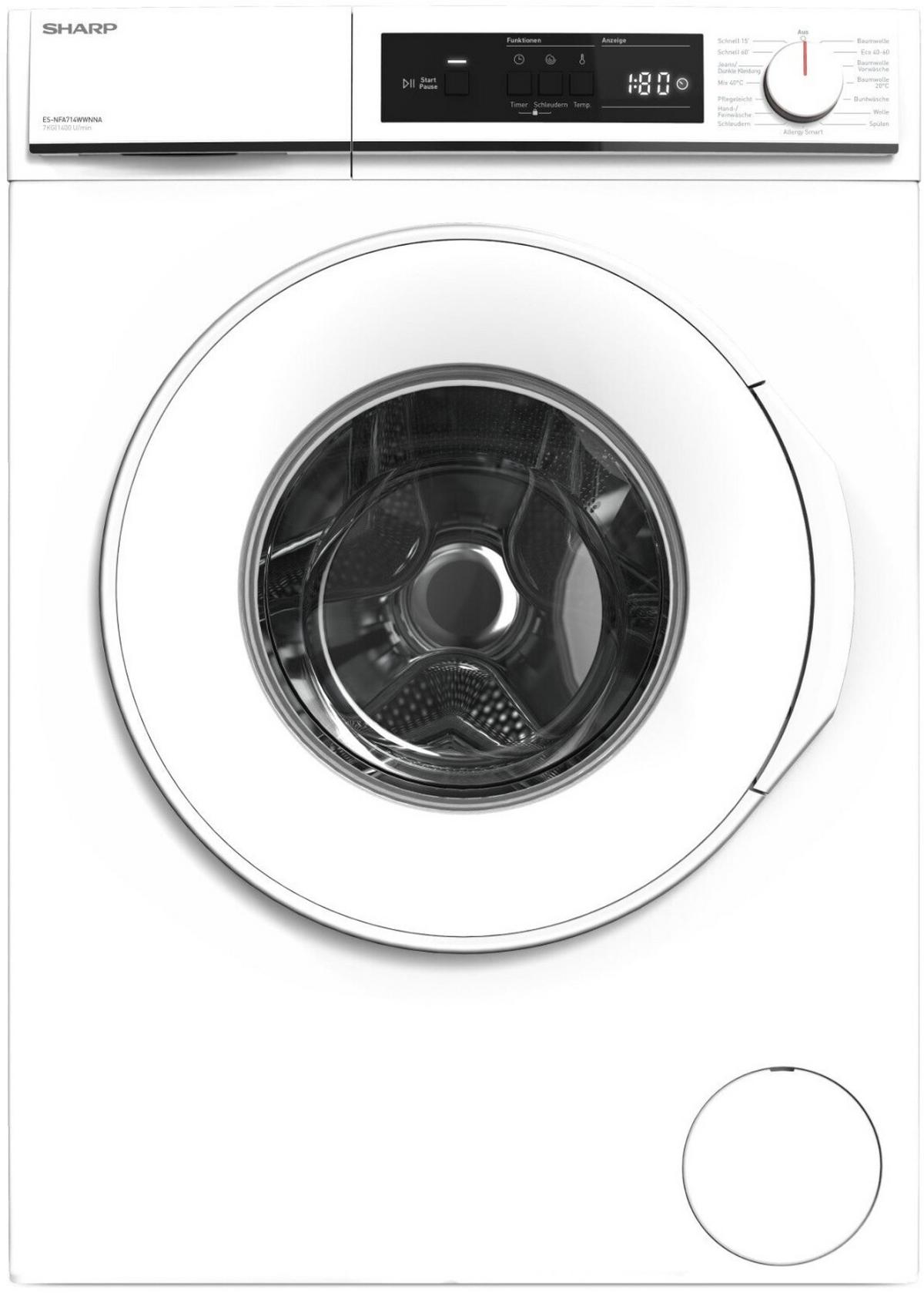 Waschmaschine Sharp Es-Nfa814wwna-De Weiss - Weiß, Basics, Kunststoff (59,7/84,5/52,7cm) - Sharp
