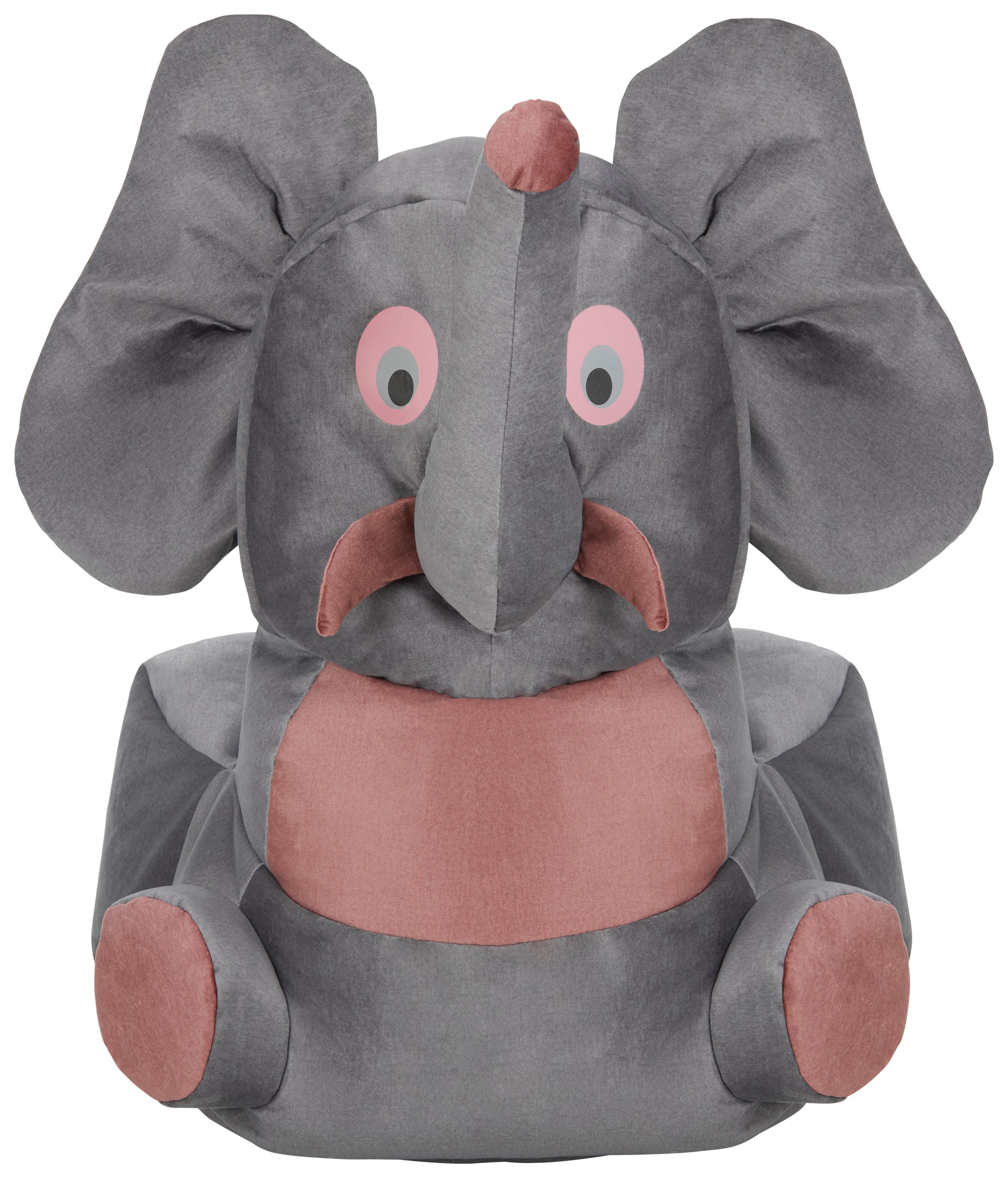 Dětský Sedací Vak Elephant - šedá/růžová, textil (55/80/75cm) - Modern Living