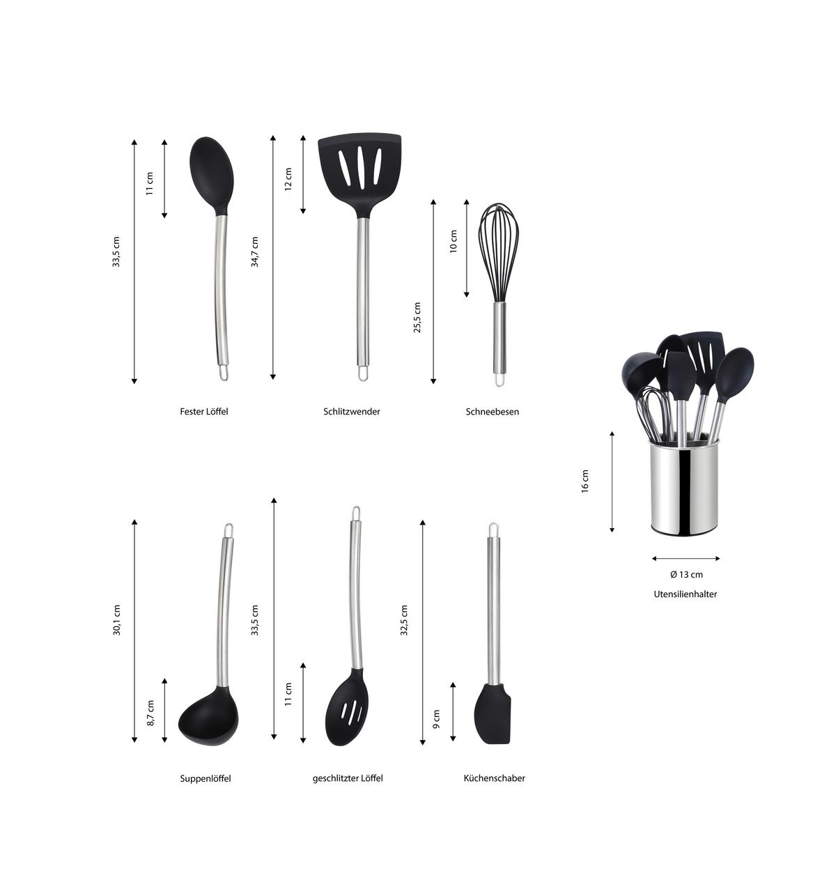SADA KUCHYŇSKÉHO NÁČINÍ EW-KS-7030 - černá/barvy stříbra, Basics, plast (13cm) - Echtwerk