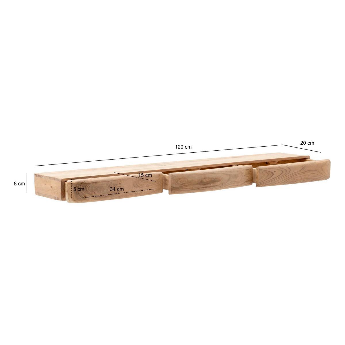 WANDBOARD Akaziefarben B: 120cm - Akaziefarben, Design, Holz (120/8/20cm) - Livetastic