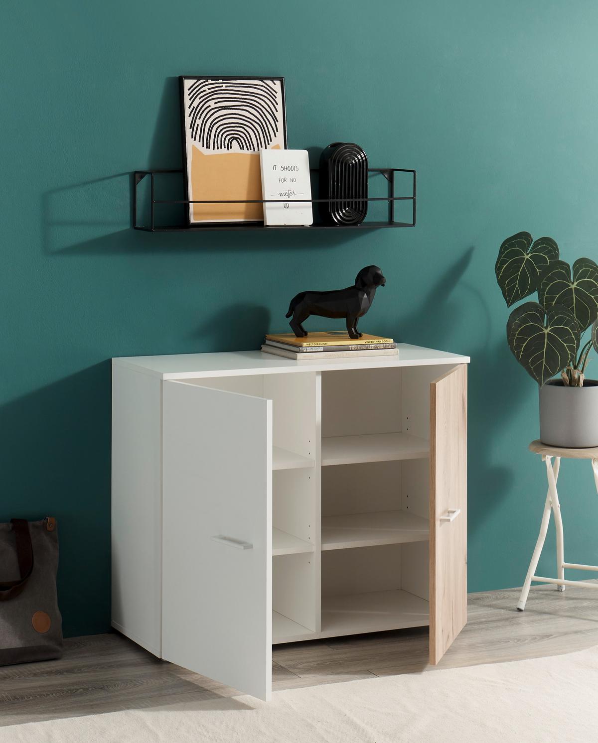 Kommode 90cm Alex Weiß Dekor/Viking Oak - Eichefarben/Weiß, KONVENTIONELL, Holzwerkstoff (90/74/37cm)