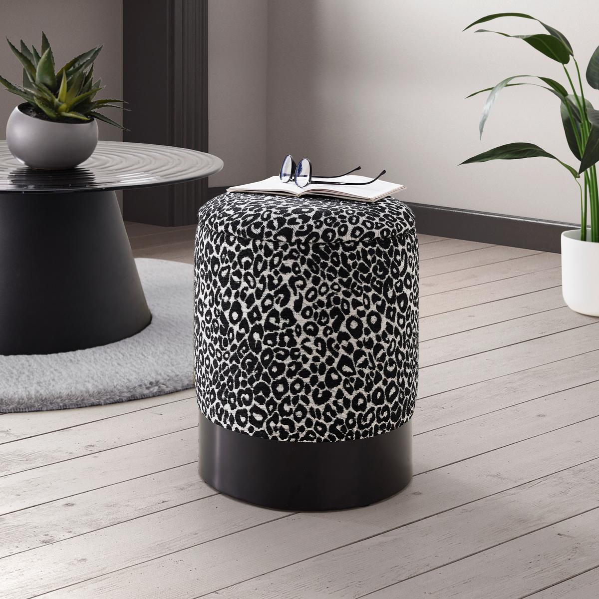Designový taburet BACA, černo-bílá žin., max. 140 kg - bílá/černá, Lifestyle, kov/dřevo (35/35/42,5cm) - Mömax