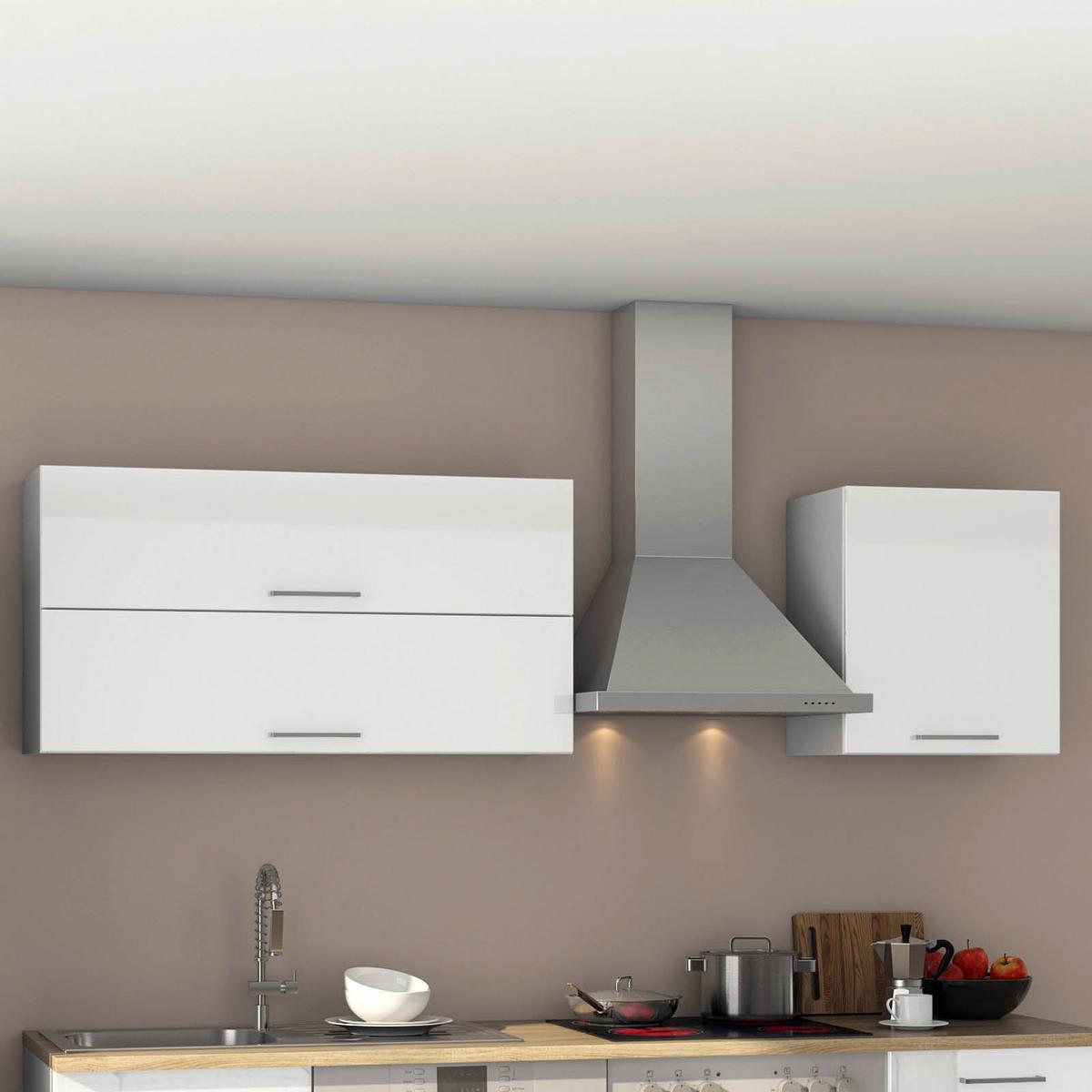 Küchenzeile Mailand mit Geräten 220 cm Weiß Elegant - Weiß Hochglanz/Eichefarben, MODERN, Holzwerkstoff (220cm) - Held