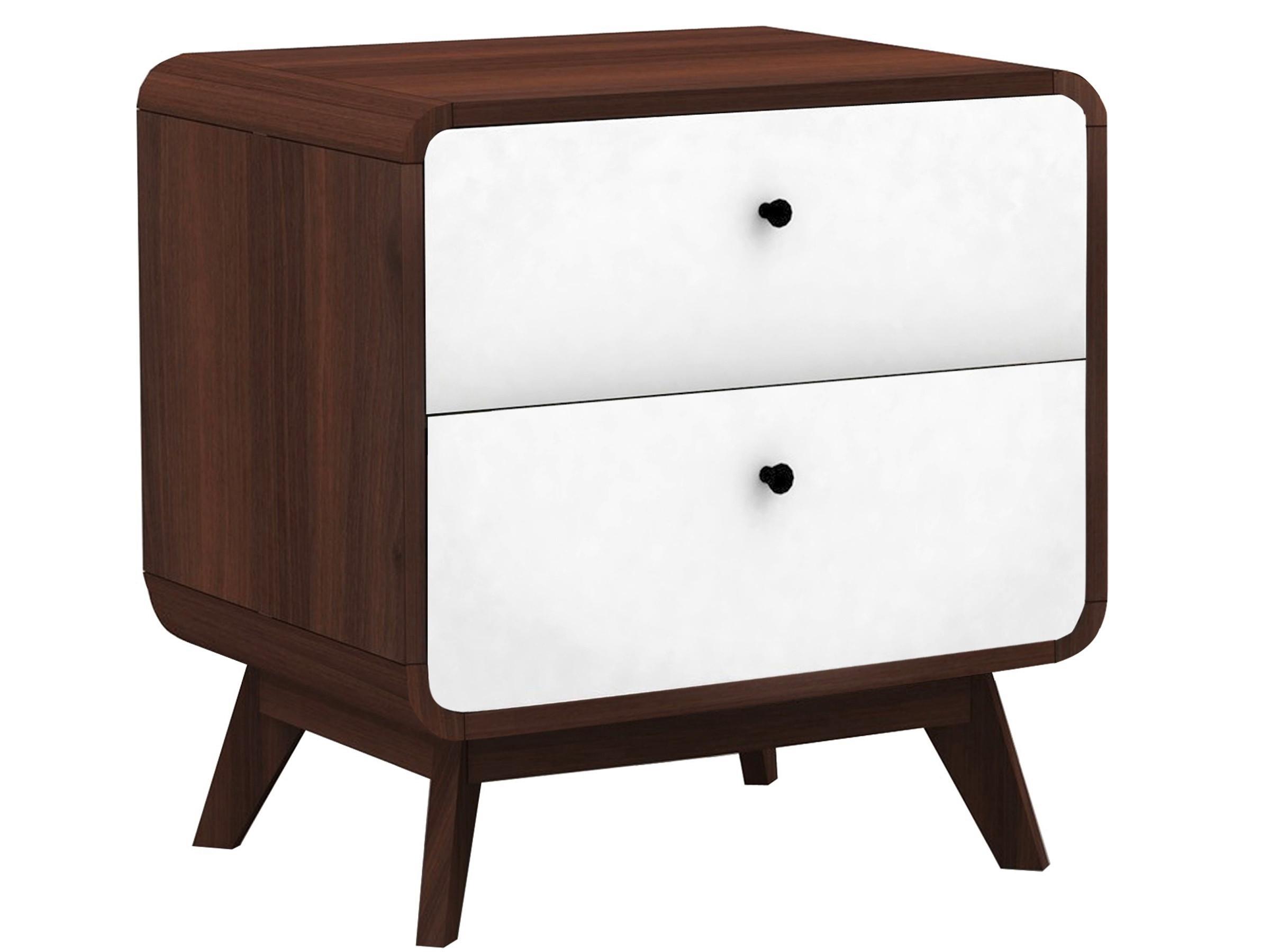Nachttisch Cassie Weiß/walnuss Dekor B: 51 Cm - Walnussfarben/Weiß, Design, Holzwerkstoff/Metall (51/53/39cm) - MID.YOU